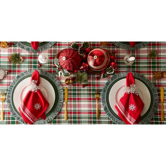 DII® 70" Round Yuletide Plaid Tablecloth